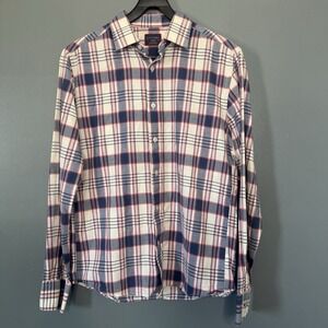 UNTUCKit Shirt Mens Medium Red Blue Plaid 100% Cotton Button Up Casual
